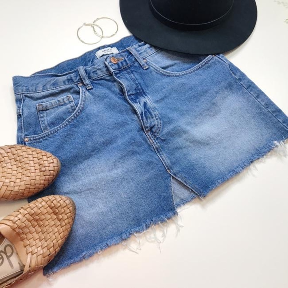 Blue denim skirt